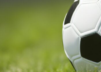 a white football ball on grass